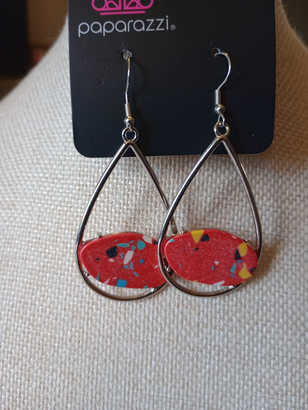 paparazzi Red Confetti Teardrop Dangle Earrings